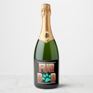 Étiquettes Pour Bouteilles De Vin Mousseux Papa De Fourrure cool Avec Paw De Chat Le Jour