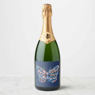 Étiquettes Pour Bouteilles De Vin Mousseux Papillon pour le 250e anniversaire des États-Unis