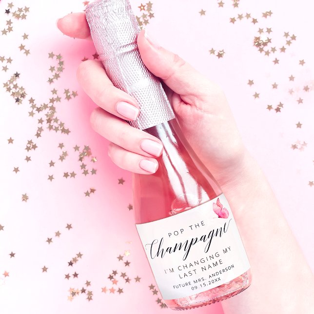 Étiquettes Pour Bouteilles De Vin Mousseux Papillon rose élégant (Créateur téléchargé)