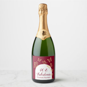 Étiquettes Pour Bouteilles De Vin Mousseux Papillons d'or de Bourgogne moderne Fabuleux anniv