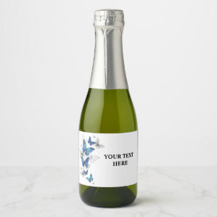Étiquettes Pour Bouteilles De Vin Mousseux Papillons volants bleus Morpho