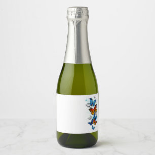 Étiquettes Pour Bouteilles De Vin Mousseux Papillons volants Morpho et Monarch