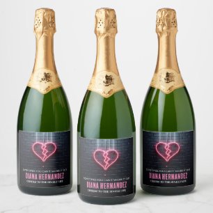 Étiquettes Pour Bouteilles De Vin Mousseux Parti de divorce cardiaque cassé