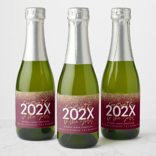Étiquettes Pour Bouteilles De Vin Mousseux parties scintillant d'écriture moderne bordeaux et