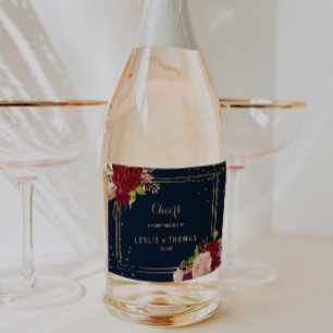 Étiquettes Pour Bouteilles De Vin Mousseux Parties scintillant d'or géométrique Mariage Tropi