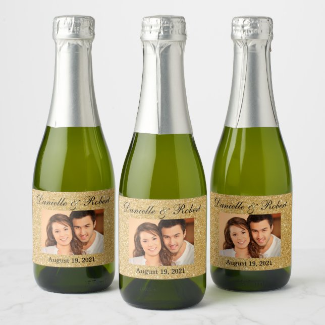 Étiquettes Pour Bouteilles De Vin Mousseux Parties scintillant Photo Mariage Mini Sparkling V (Bouteilles)