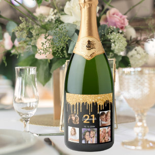 Étiquettes Pour Bouteilles De Vin Mousseux parties scintillant photo personnalisée 21e annive