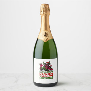 Étiquettes Pour Bouteilles De Vin Mousseux Passez un Noël de Krampus tout petit