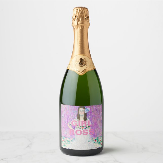 Étiquettes Pour Bouteilles De Vin Mousseux Patron de fille (Devant)