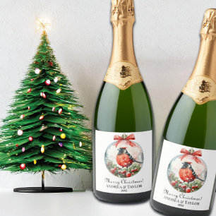 Étiquettes Pour Bouteilles De Vin Mousseux Paysage d'hiver de Red Mockingbird