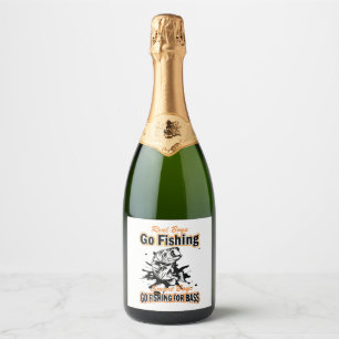 Étiquettes Pour Bouteilles De Vin Mousseux Pêche, Pêcheur, Lieu, Pêche, Chemise à poisson