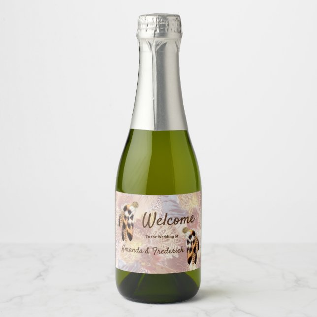 Étiquettes Pour Bouteilles De Vin Mousseux Pélican Brown ou plumes d'Hawk (Devant)
