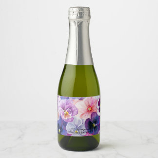 Étiquettes Pour Bouteilles De Vin Mousseux Pensées : printemps, serviettes, étiquettes, bougi