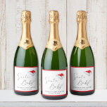 Étiquettes Pour Bouteilles De Vin Mousseux Père Noël Baby Christmas Baby shower<br><div class="desc">Étiquettes de vin mousseux mignons pour votre baby shower de Noël avec "Père Noël Baby" dans un script chic avec un swash de coeur,  une aquarelle de Père Noël rouge casquette,  et le nom de la future maman et la date de la douche en simple topographie.</div>