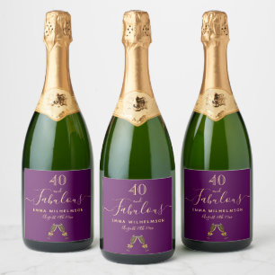 Étiquettes Pour Bouteilles De Vin Mousseux Personnalisé 40 fabuleuse fête d'anniversaire viol