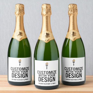 Étiquettes Pour Bouteilles De Vin Mousseux Personnalisé Minimaliste Entreprise Marque Personn