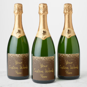 Étiquettes Pour Bouteilles De Vin Mousseux Personnalisez Votre Texte Ici Cadeau Brun Doré Per