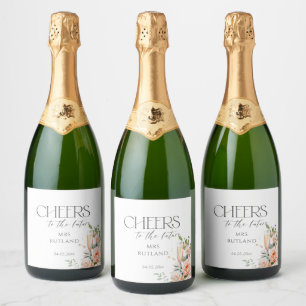 Étiquettes Pour Bouteilles De Vin Mousseux Pétales Et Fête des mariées De Poursuites