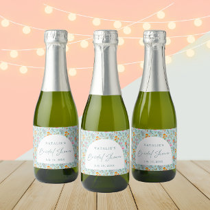 Étiquettes Pour Bouteilles De Vin Mousseux Pétales et partie de Fête des mariées du ministère
