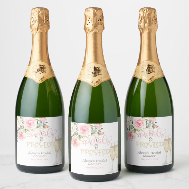 Étiquettes Pour Bouteilles De Vin Mousseux Pétales et Prosecco (Bouteilles)