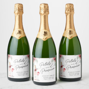 Étiquettes Pour Bouteilles De Vin Mousseux Pétales & Prosecco Enterrement de Vie de Jeune Fil