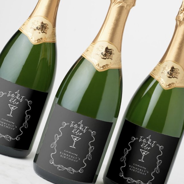 Étiquettes Pour Bouteilles De Vin Mousseux Petit Bit Plus Ancien Martini Creusé Main Noire (Créateur téléchargé)