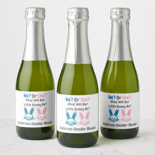 Étiquettes Pour Bouteilles De Vin Mousseux Petit Bunny Gender Reveal (Bouteilles)