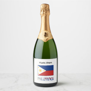 Étiquettes Pour Bouteilles De Vin Mousseux Philippines et drapeau philippin personnalisés