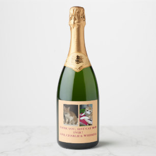 Étiquettes Pour Bouteilles De Vin Mousseux Photo de chats Meilleur nom de maman de chat
