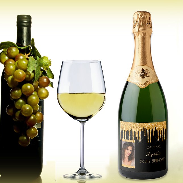 Étiquettes Pour Bouteilles De Vin Mousseux Photo de fête d'anniversaire parties scintillant e (Créateur téléchargé)