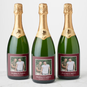 Étiquettes Pour Bouteilles De Vin Mousseux Photo de mariage LGBTQ