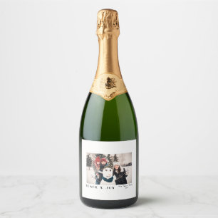 Étiquettes Pour Bouteilles De Vin Mousseux Photo de Paix et de Joie Minimaliste Moderne
