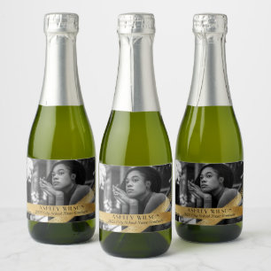 Étiquettes Pour Bouteilles De Vin Mousseux Photo dorée élégante et minimaliste