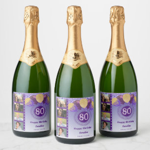Étiquettes Pour Bouteilles De Vin Mousseux Photos, 80e anniversaire Champagne Parties scintil