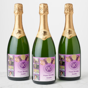 Étiquettes Pour Bouteilles De Vin Mousseux Photos, 90e Anniversaire Champagne Parties scintil