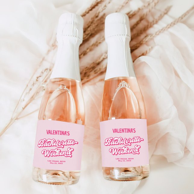 Étiquettes Pour Bouteilles De Vin Mousseux Pink Cowgirl Bachelorette Party Champagne Étiquett (Créateur téléchargé)