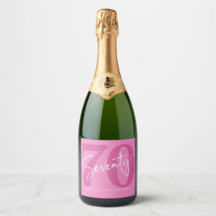 Étiquettes Pour Bouteilles De Vin Mousseux Pink Soixante-dix-70e Soixante-dixième cadeau de f