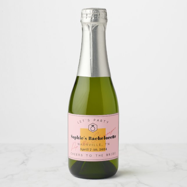 Étiquettes Pour Bouteilles De Vin Mousseux Pink Veuve Bachelorette Party Mini Champagne Étiqu (Devant)