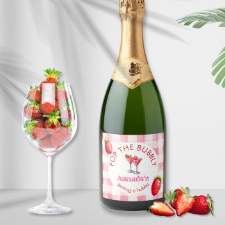 Étiquettes Pour Bouteilles De Vin Mousseux Pique-nique aux fraises Pop The Bubbly Bride be-be