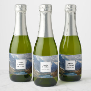 Étiquettes Pour Bouteilles De Vin Mousseux Pittoresque Alpine Mountains Mariage photo