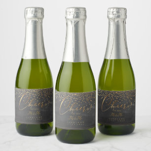 Étiquettes Pour Bouteilles De Vin Mousseux PixDezines Cheers Chalkboard+Faux Gold Confetti