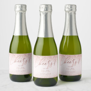 Étiquettes Pour Bouteilles De Vin Mousseux PixDezines Cheers Faux Rose Gold Parties scintilla