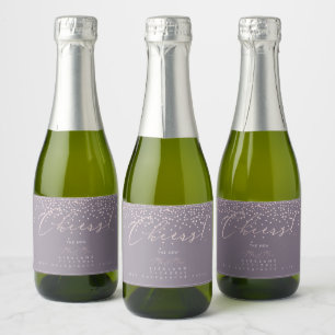 Étiquettes Pour Bouteilles De Vin Mousseux PixDezines Cheers Rose Pâle Confettis Fond DIY