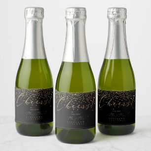 Étiquettes Pour Bouteilles De Vin Mousseux PixDezines Faux Gold Luxury Script Cheers