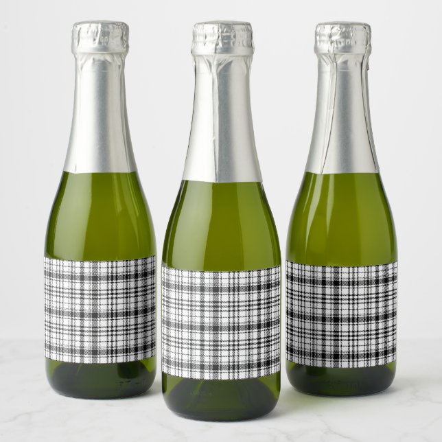 Étiquettes Pour Bouteilles De Vin Mousseux Plaid noir et blanc (Bouteilles)