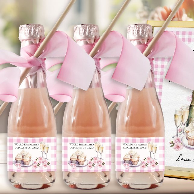 Étiquettes Pour Bouteilles De Vin Mousseux Plairait-elle à Cupcake ou Cava Champagne (Bottle Favor labels from Cupcakes and Cava Bridal Shower Collection by Darling & May)