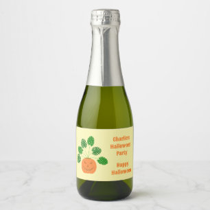 Étiquettes Pour Bouteilles De Vin Mousseux Plante Halloween Monstera en Citrouille personnali