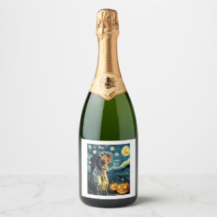 Étiquettes Pour Bouteilles De Vin Mousseux Pointeur Raccourci allemand 2 Chien mignon Hallowe