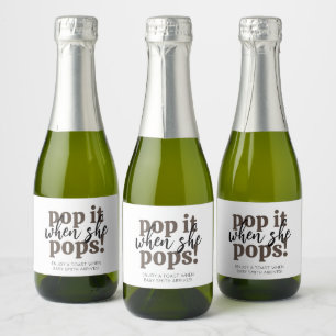 Étiquettes Pour Bouteilles De Vin Mousseux Pop It When She Pops Baby shower Favoriser