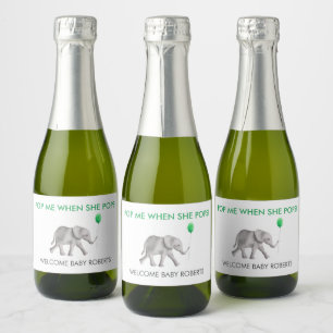 Étiquettes Pour Bouteilles De Vin Mousseux Pop Me When She Pops Baby Elephant Sparkling Wine